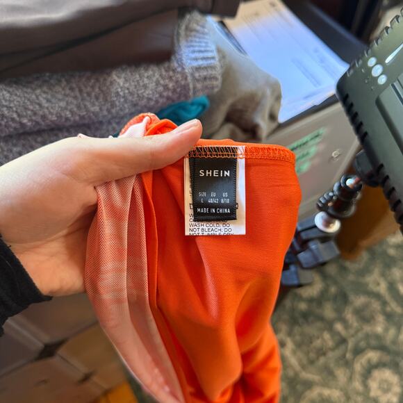 SHEIN Watercolor Floral Midi Skirt Vibrant Red/Pink Boho Cottagecore Vibe Large - Picture 7 of 8